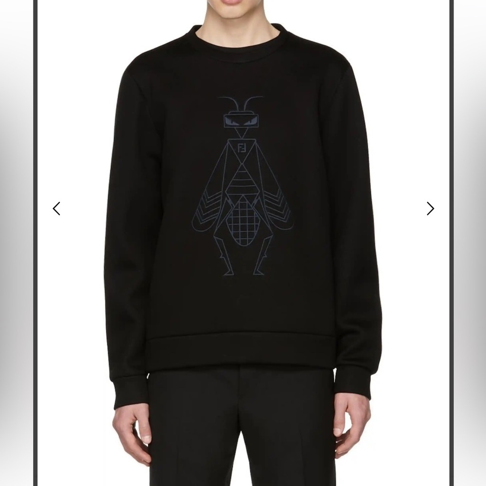 Fendi Black Bug Logo Sweatshirt – Size 56 (Men’s) – Rare Graphic Crewneck –